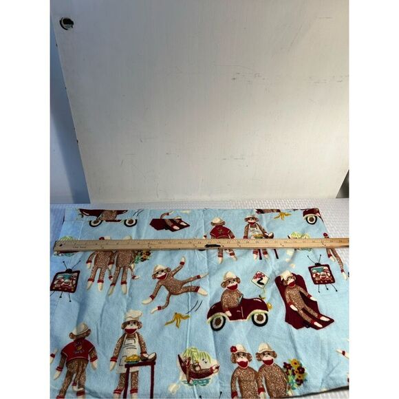 2 Nick Nora blue flannel standard pillowcases sock monkey replacements - Picture 5 of 7